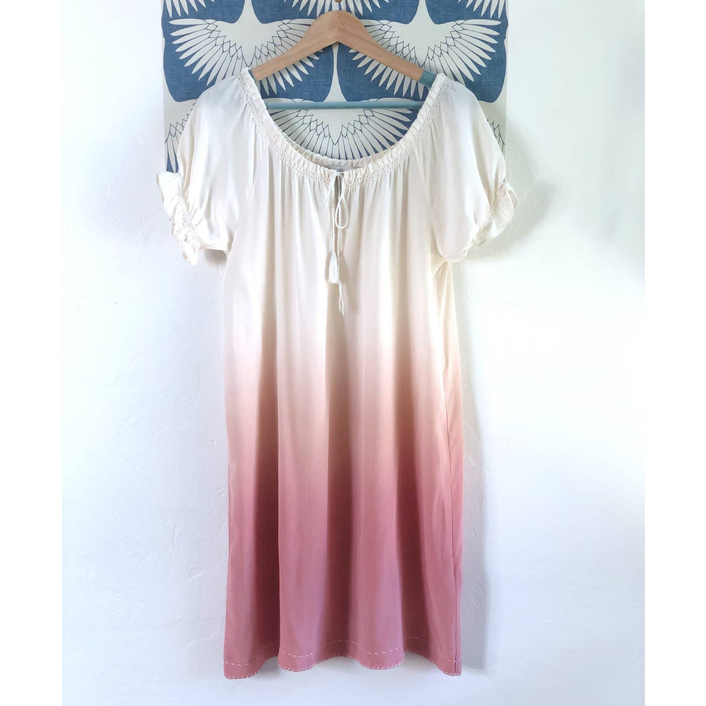 Joie Silk Dip Dyed Ombre Shift Dress With Tassel Tie